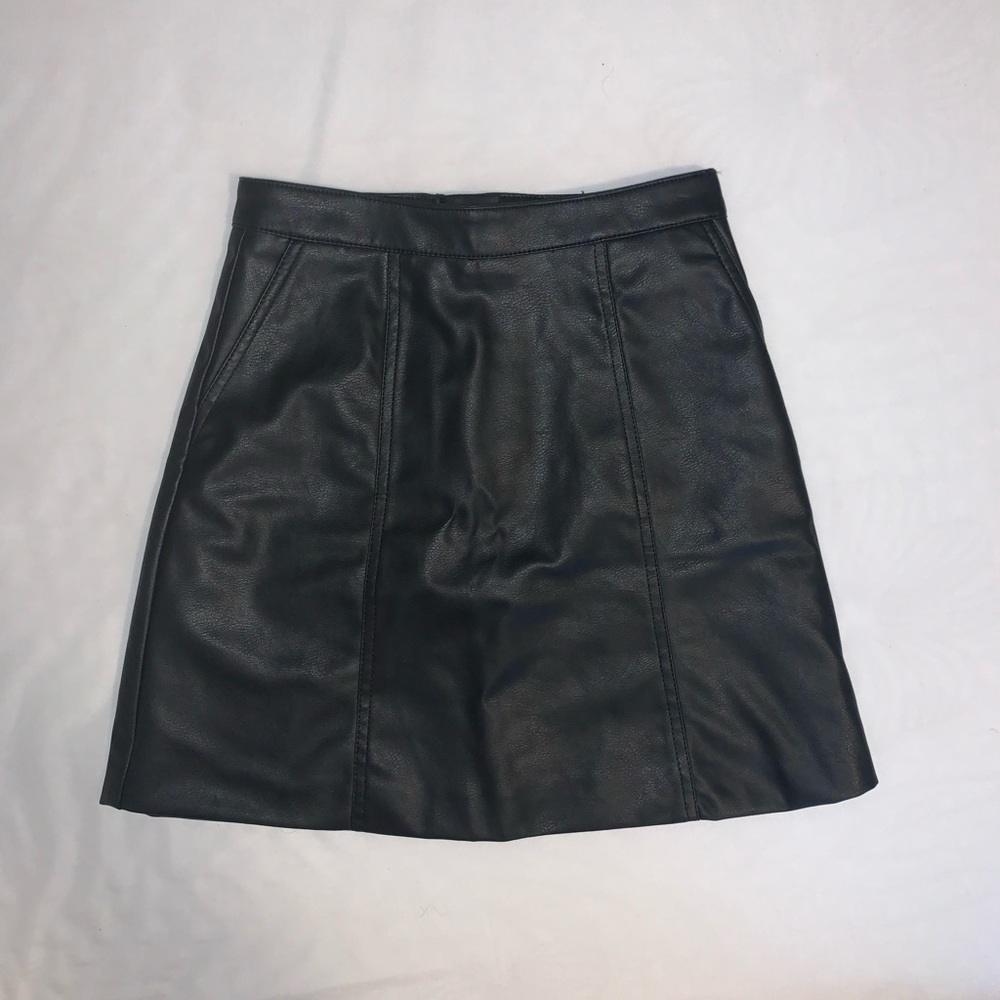 H&M Black Leather Skirt